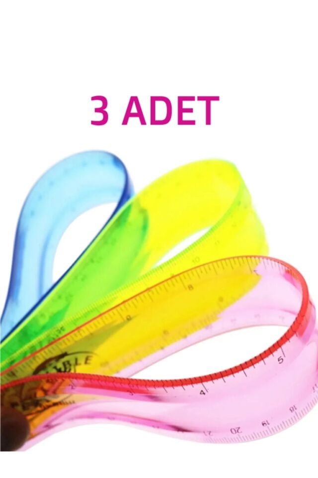 Okul Seti (3 Adet Küt Uçlu Korumalı Çocuk Okul Makası + 3 Adet Esnek Cetvel)