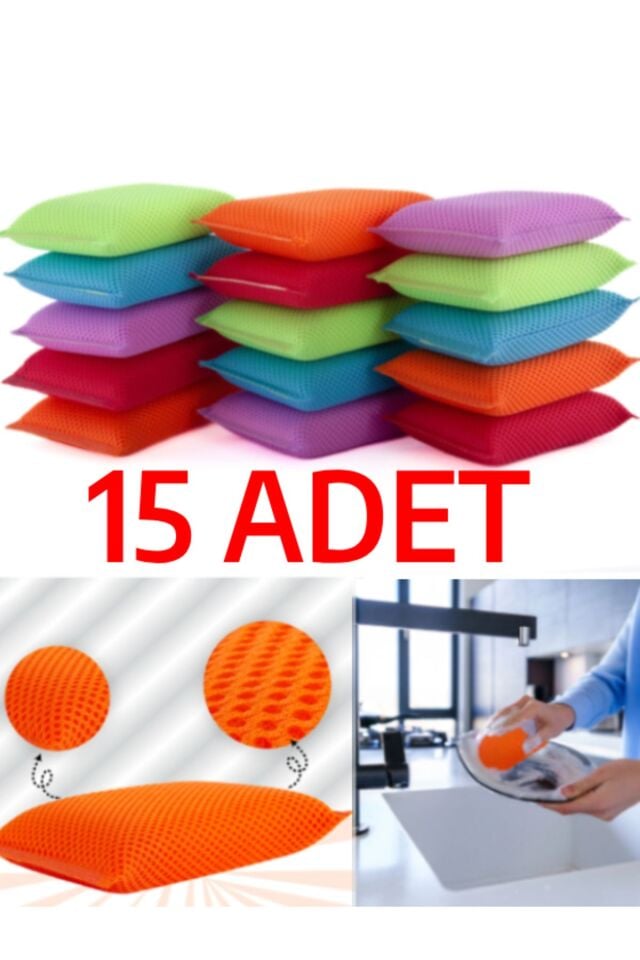15 Adet Petek Dokulu Bulaşık Süngeri Sihirli Pratik Sünger