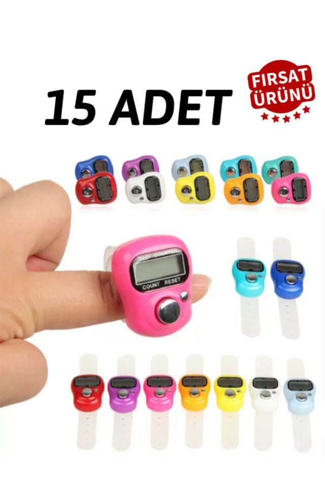 15 Adet Zikirmatik Sayaç Yüzük Tesbih Çekme Salavat Ve Zikir Sayacı