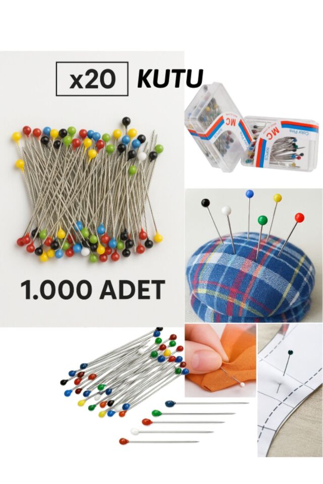 20 Kutu (1.000 ADET) Eşarp Iğnesi Başörtü Iğnesi Türban Şal Iğnesi Toplu Iğne nişan,kına,düğün