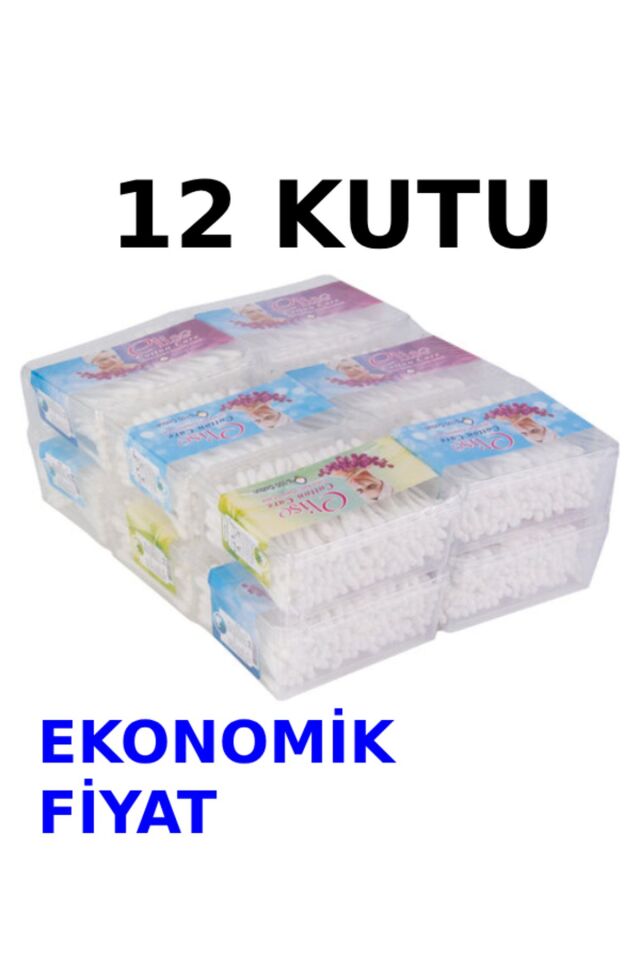 12 KUTU Kulak Çöpü Pamuklu Kulak Temizleme Çubuğu