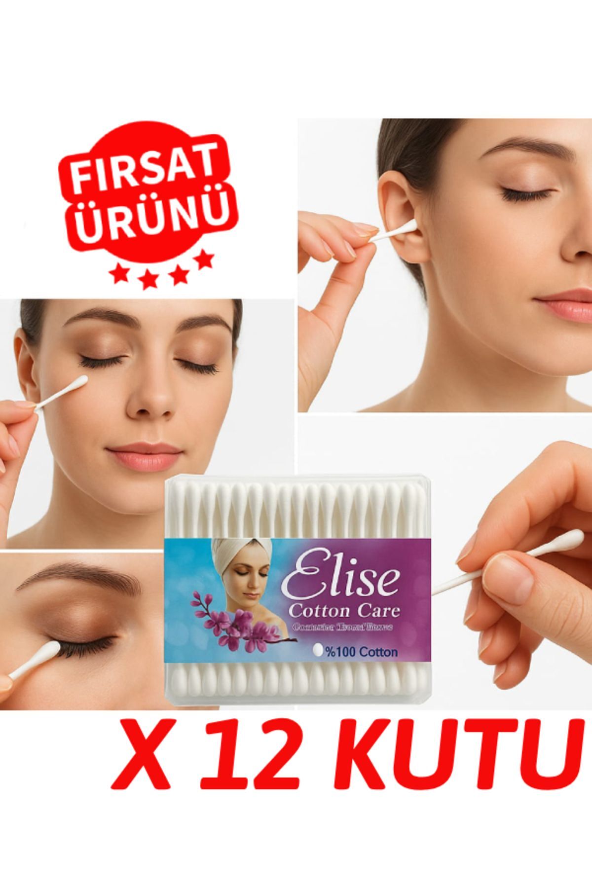 12 KUTU Kulak Çöpü Pamuklu Kulak Temizleme Çubuğu