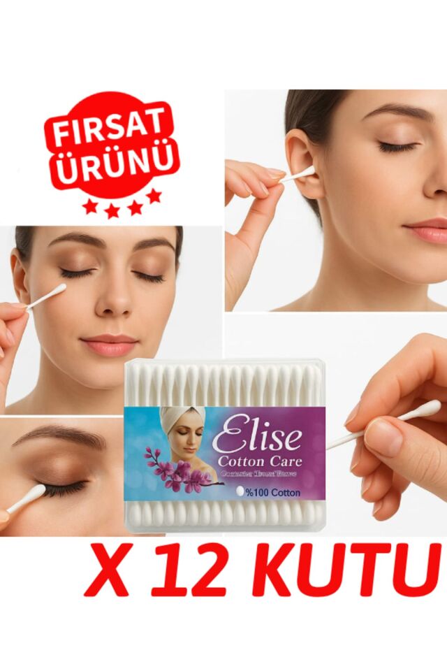 12 KUTU Kulak Çöpü Pamuklu Kulak Temizleme Çubuğu