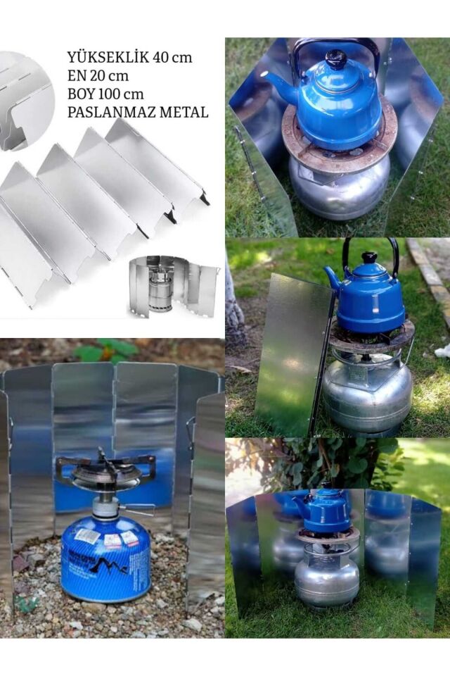 Açık Hava Kamp Ateşi Rüzgar Kesici Rüzgar Kalkanı Portatif Katlanabilir 100x40 Cm