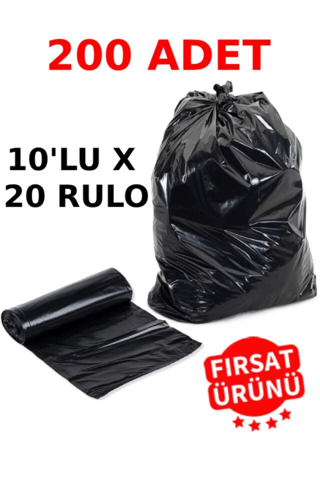 10'lu x 20 Paket Jumbo Çöp Poşeti 75x90 Endüstriyel Battal Çöp Torbası