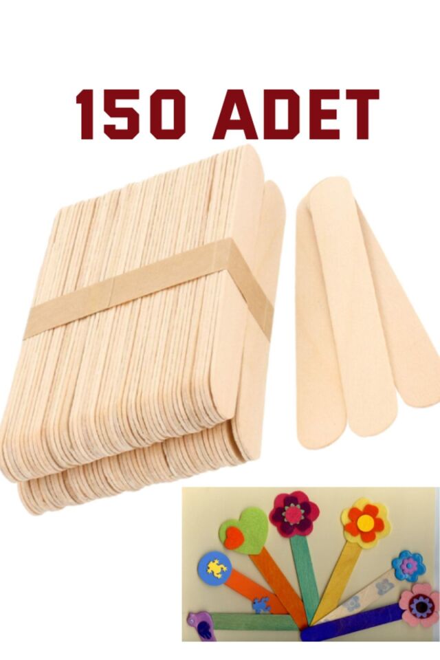150 Adet Ahşap Büyük Geniş Dil Çubuğu Abeslang Dondurma Dil Basma Ağda Çubuğu