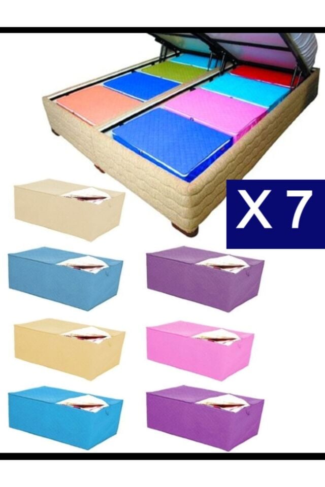 7 Adet Hurç Çekyat Baza Altı Hurcu 62x37x24 Cm Yastık Yorgan Kıyafet Düzenleme Eşya Taşıma