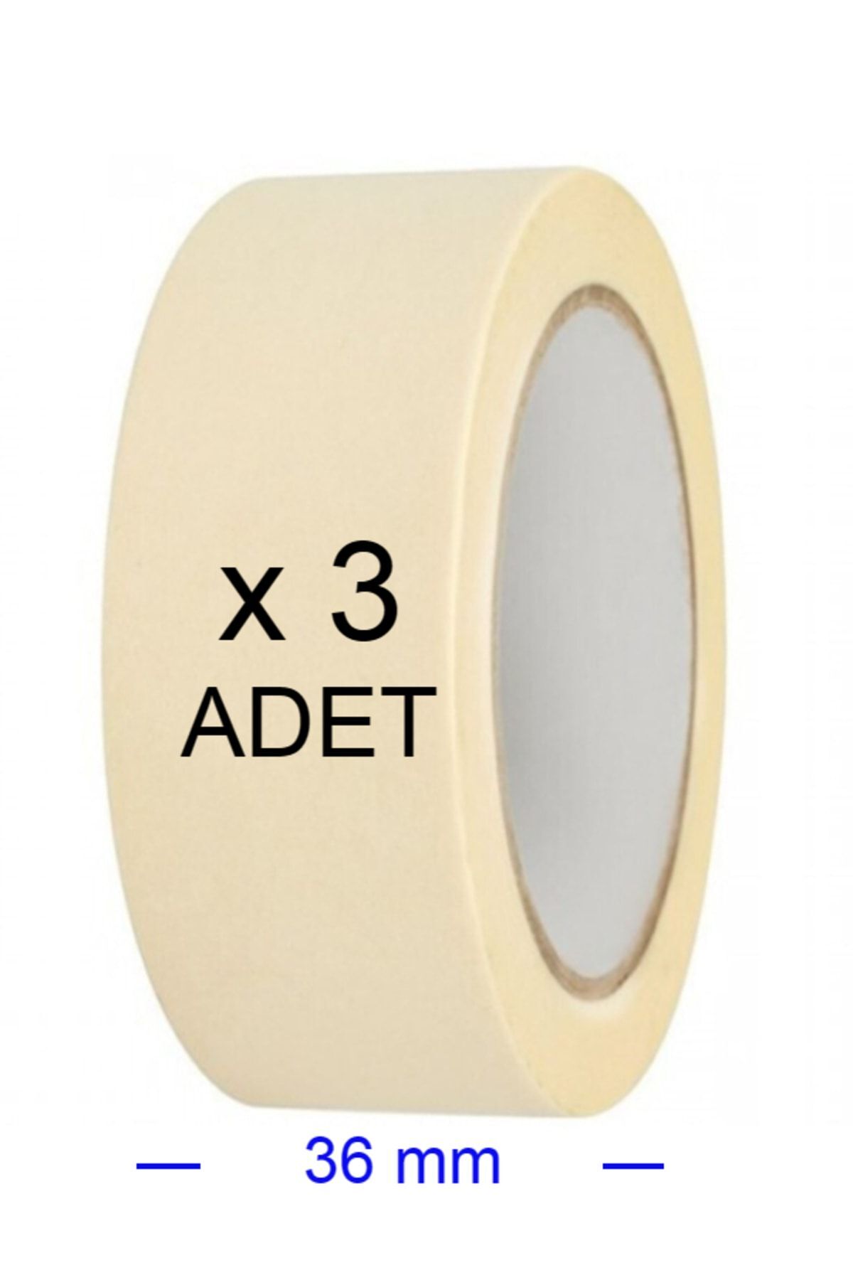 3 Adet Kağıt Bant 36mm Maskeleme Bandı Boya Bandı