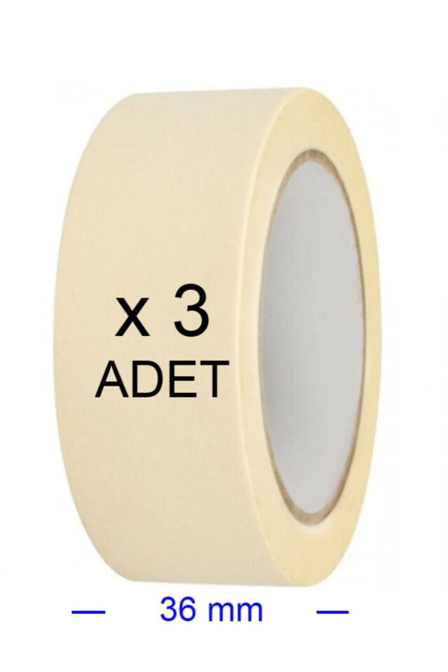 3 Adet Kağıt Bant 36mm Maskeleme Bandı Boya Bandı