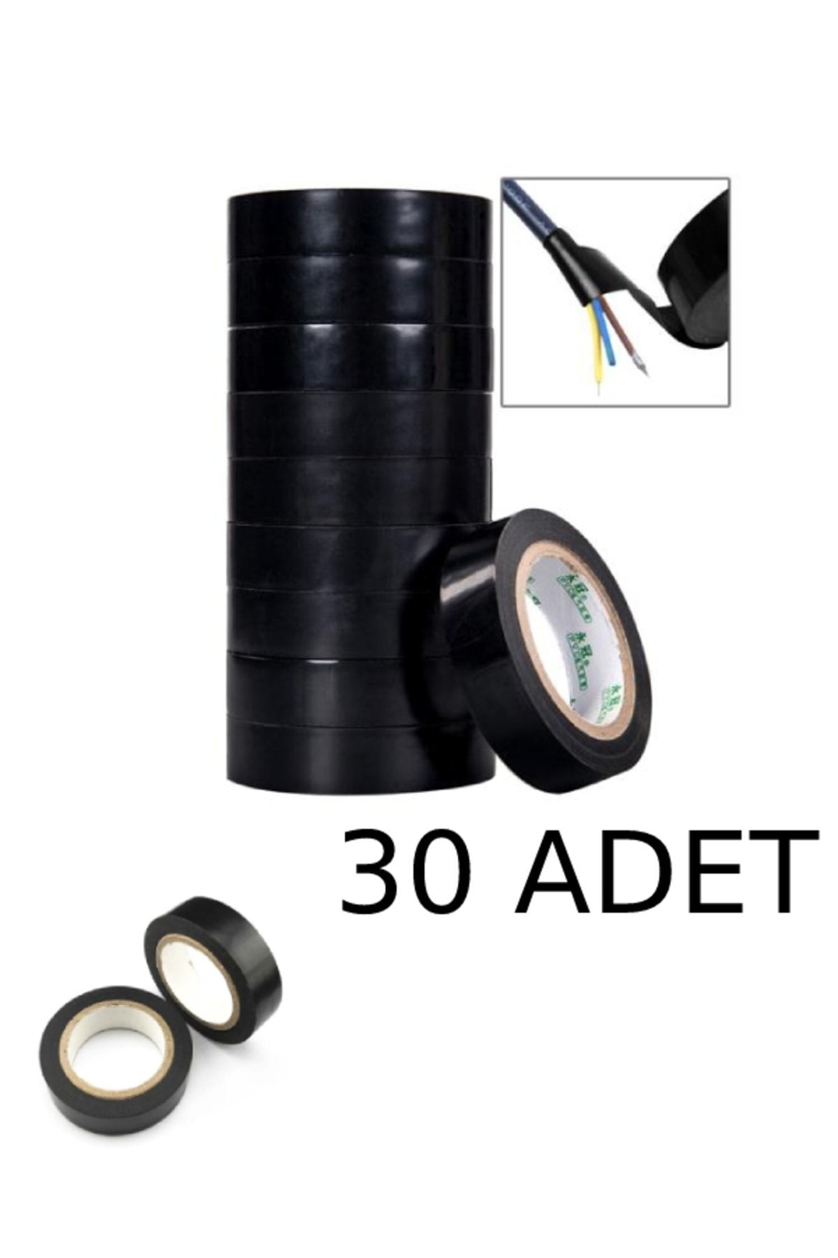 30 Adet Siyah Elektrik Bandı Kablo Bandı Pvc Izole Bant