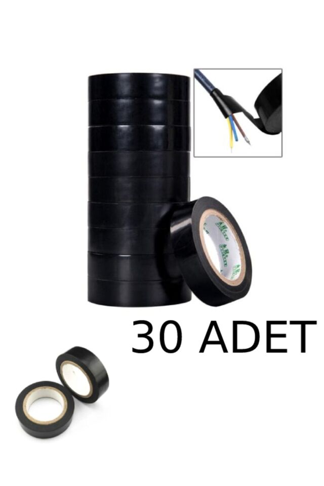30 Adet Siyah Elektrik Bandı Kablo Bandı Pvc Izole Bant
