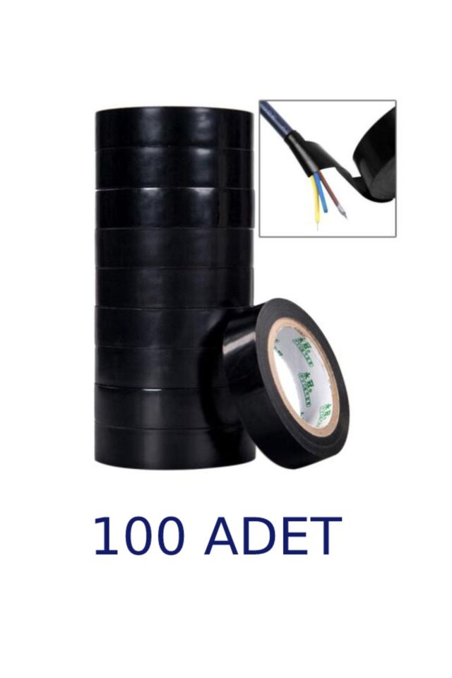 100 Adet Siyah Elektrik Bandı Kablo Bandı Pvc Izole Bant