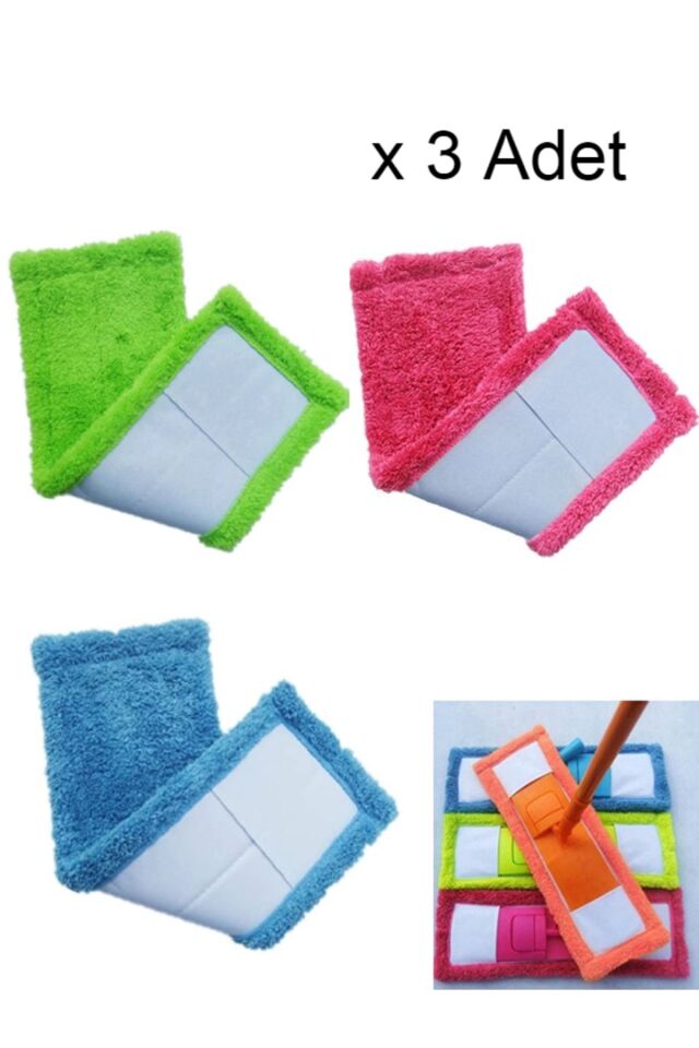 3 Adet 40 Cm Mop Yedek Bezi Mikrofiber Mop Bezi Mop Yedeği