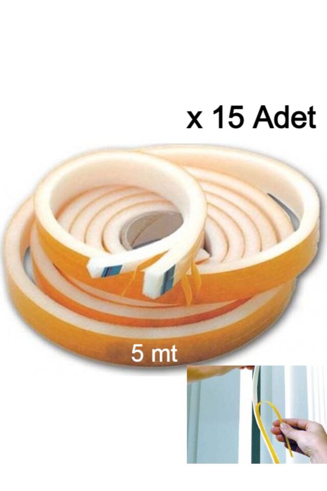 15 Adet Yapışkanlı Pencere Bandı Izolasyon Isı Yalıtım Süngeri (5 METREX15)