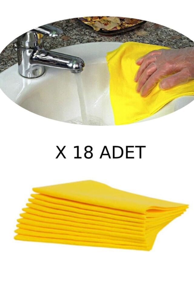 18 Adet Sarı Bez 30 X 35 Cm Genel Mutfak Bezi Temizlik Bezi