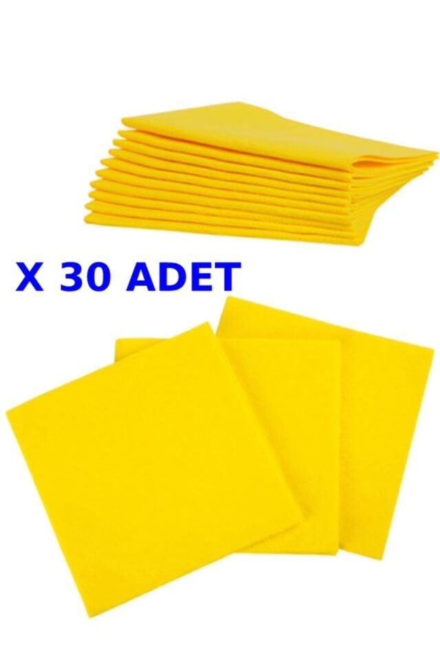 30 Adet Sarı Bez 30 X 35 Cm Genel Mutfak Bezi Temizlik Bezi