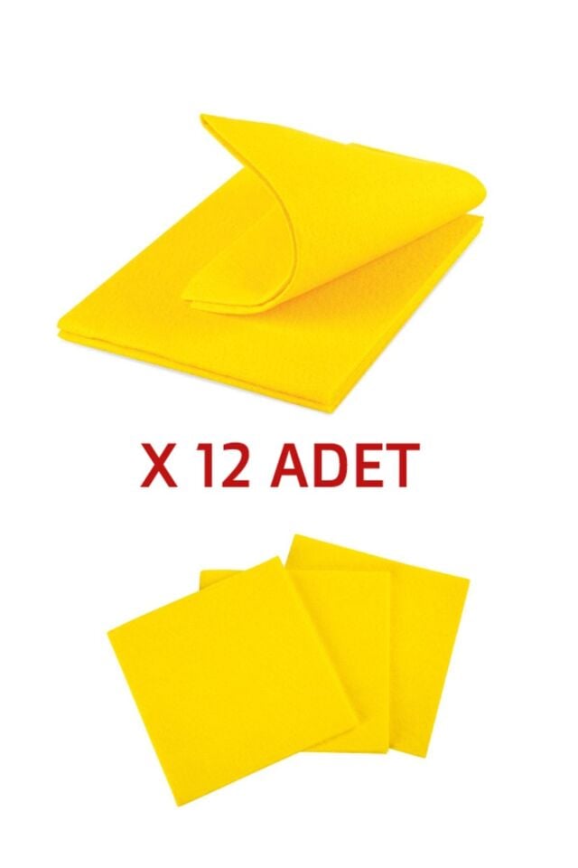 12 Adet Sarı Bez 30 X 35 Cm Genel Mutfak Bezi Temizlik Bezi