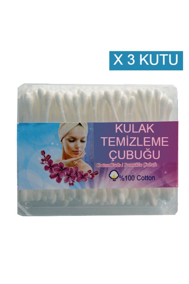 3 Kutu Kulak Çöpü Pamuklu Kulak Temizleme Çubuğu