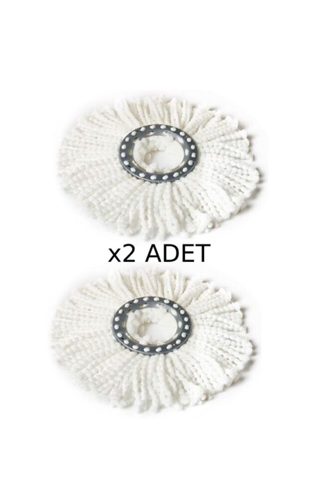 2 Adet Döner Başlıklı Mop Yedeği Mikrofiber Döner Paspas Yedek