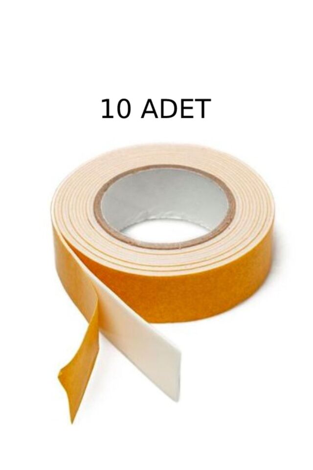 10 Adet Çift Taraflı Bant 2 Mt X 10 Adet Güçlü Köpük Bandı