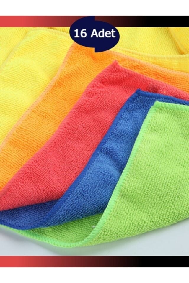 16 Adet Mikrofiber Bez Genel Temizlik Bezi Çok Amaçlı Toz Bezi