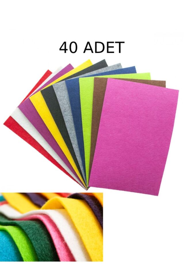 40 Adet Keçe Karışık Renk - A4 Boyutunda 20x30 Cm.