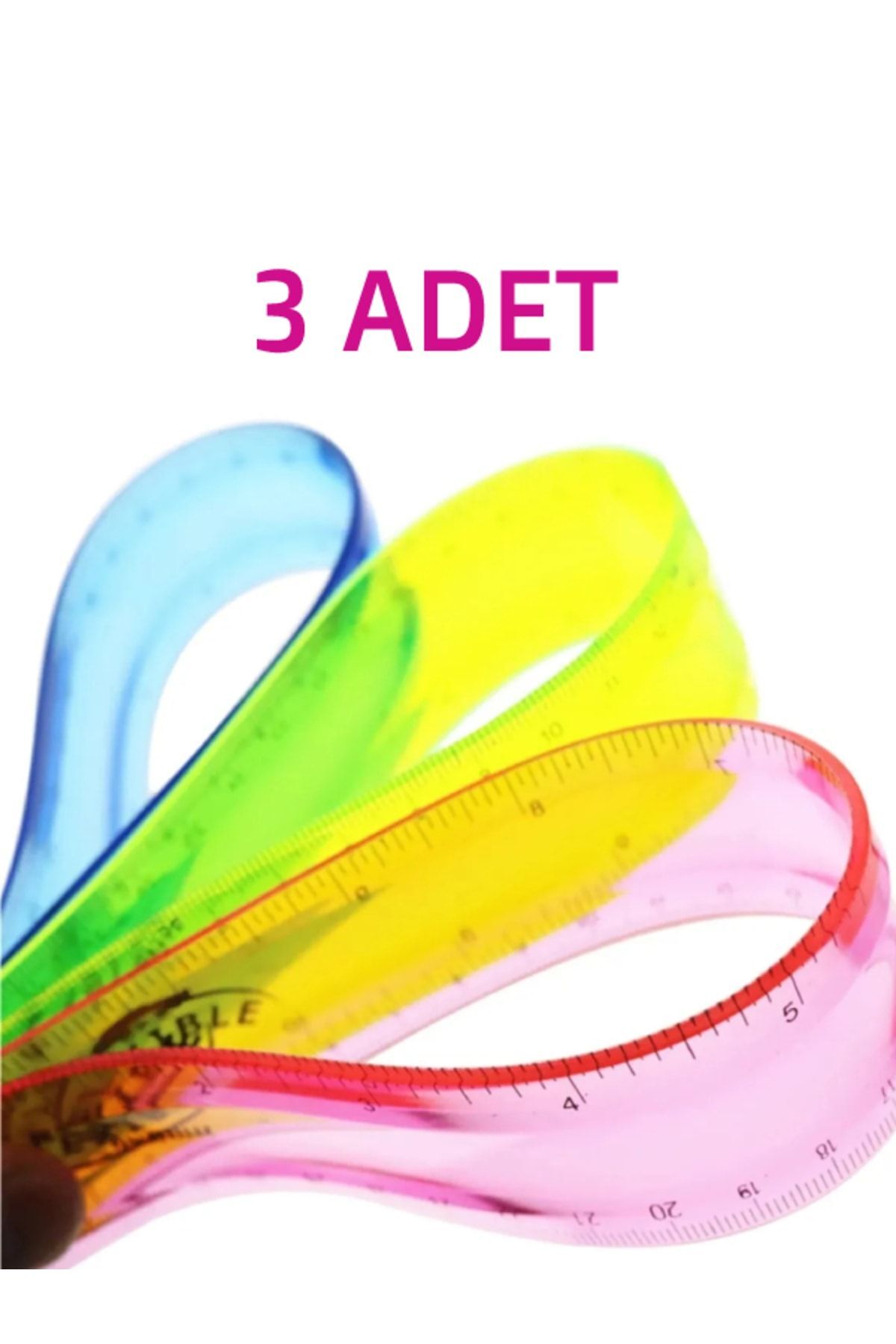 3 Adet Esnek Cetvel Kırılmaz Cetvel 30 Cm Karışık Renkler