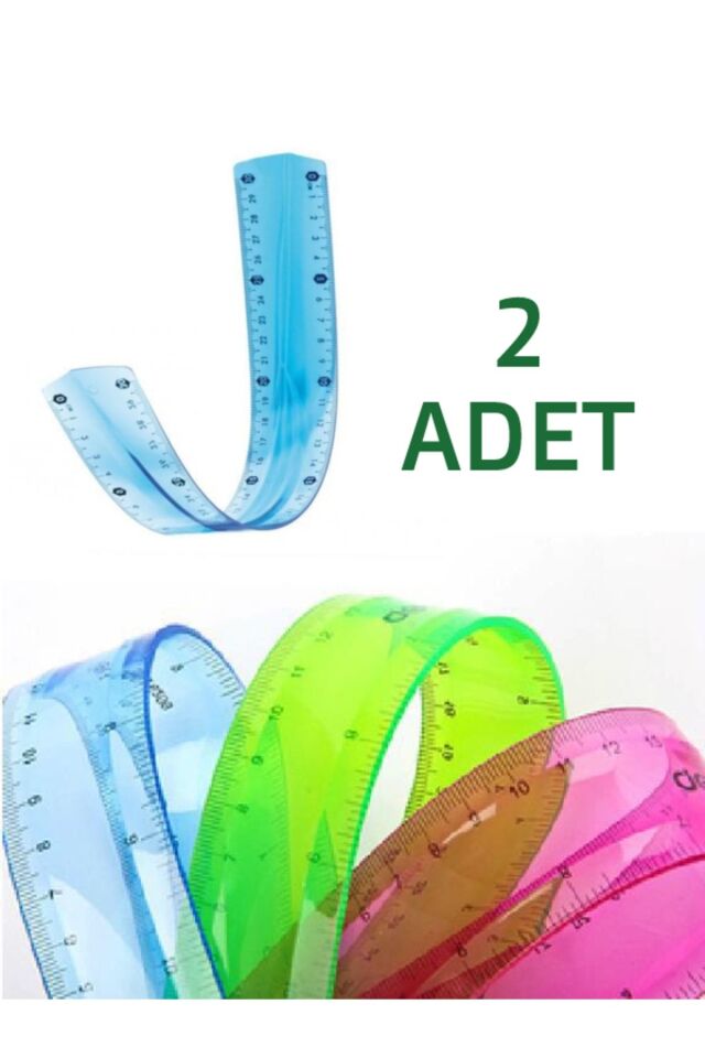 2 Adet Esnek Cetvel Kırılmaz Cetvel 30 Cm Karışık Renkler