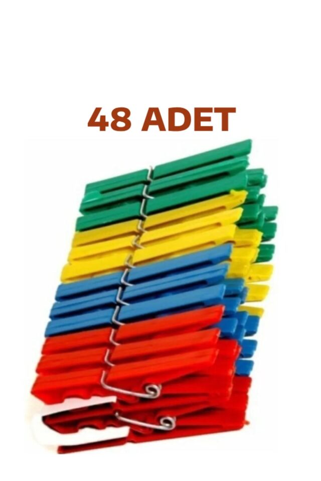48 Adet Mandal Klasik Çamaşır Mandalı Plastik