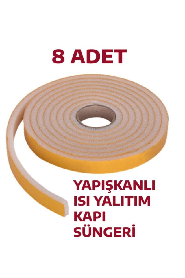 8 Adet Yapışkanlı Kapı Bandı Isı Yalıtım Süngeri(2,5 Mtx8)
