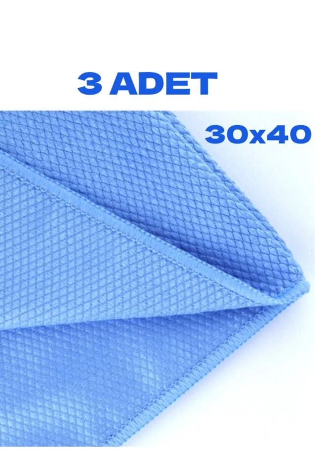 3 Adet Mikrofiber Cam Bezi 30x40 Temizlik Bezi
