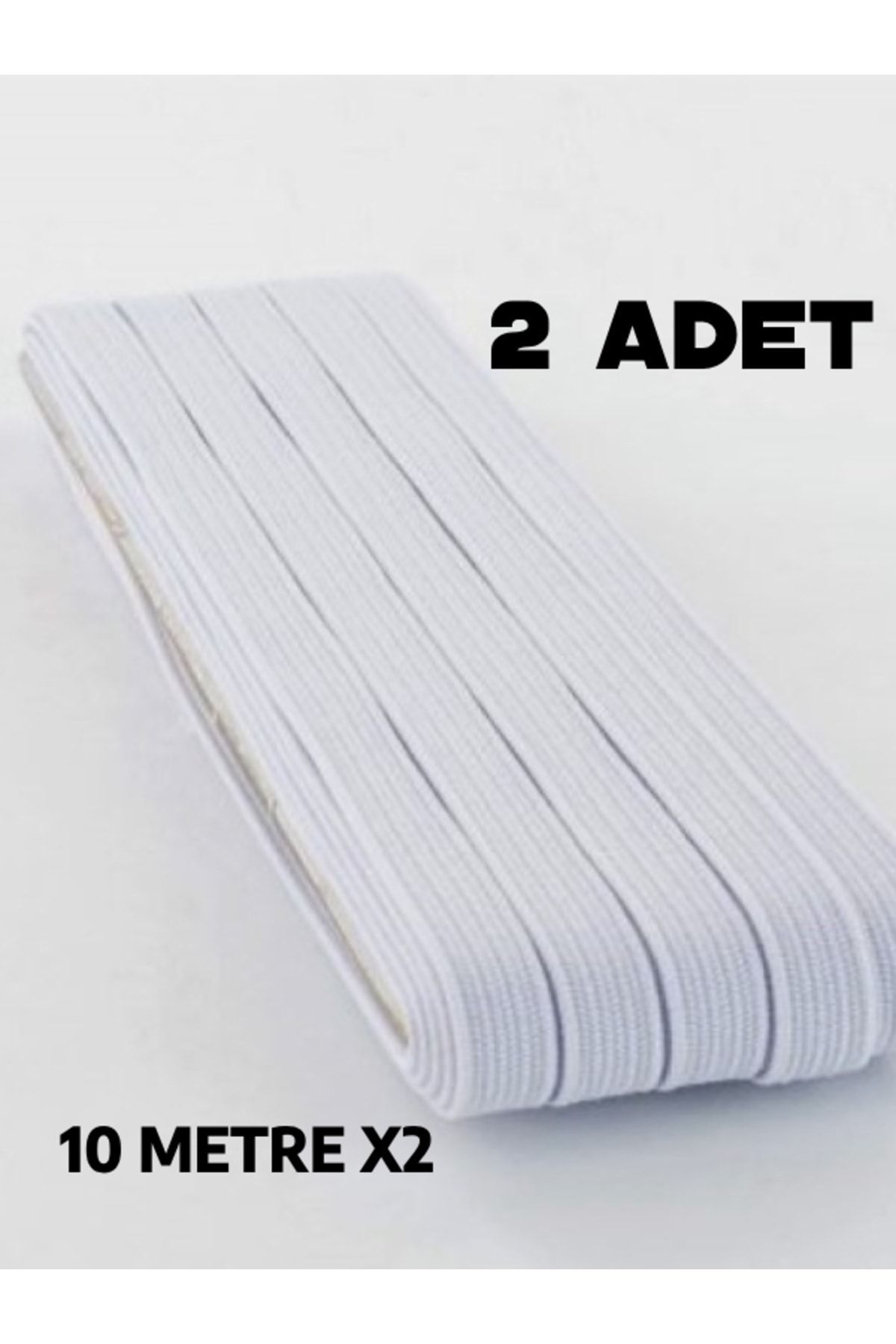 2 Adet 0.80 Cm Beyaz Bel Lastiği Yassı Lastik Paça Don Lastiği 20 Metre