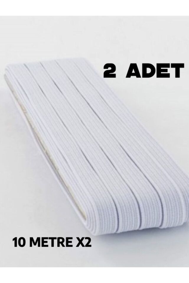 2 Adet 0.80 Cm Beyaz Bel Lastiği Yassı Lastik Paça Don Lastiği 20 Metre