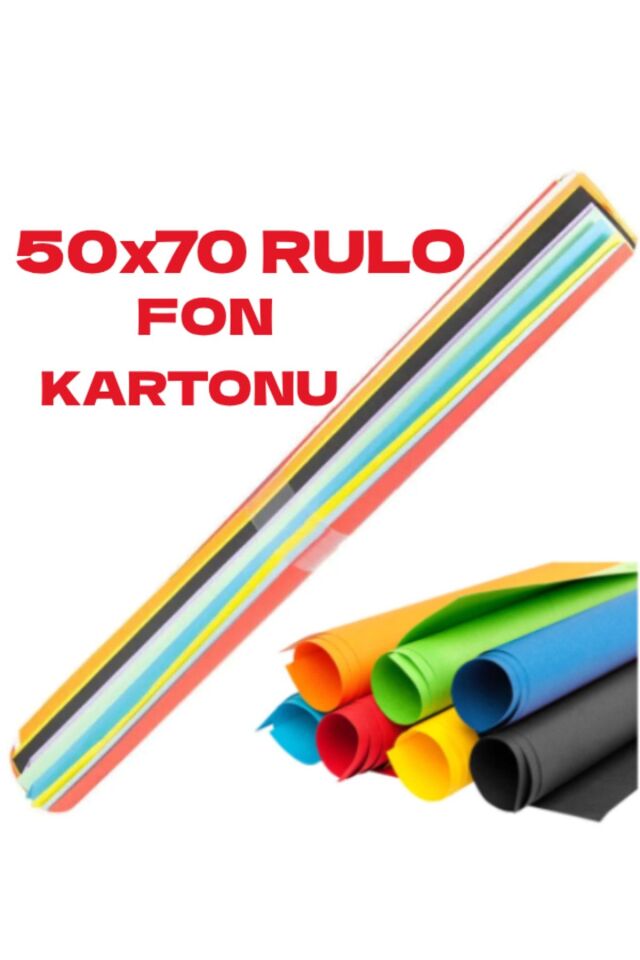 50x70 Cm Fon Kartonu 10'lu 10 Renk 1 Rulo Fon Kartonu