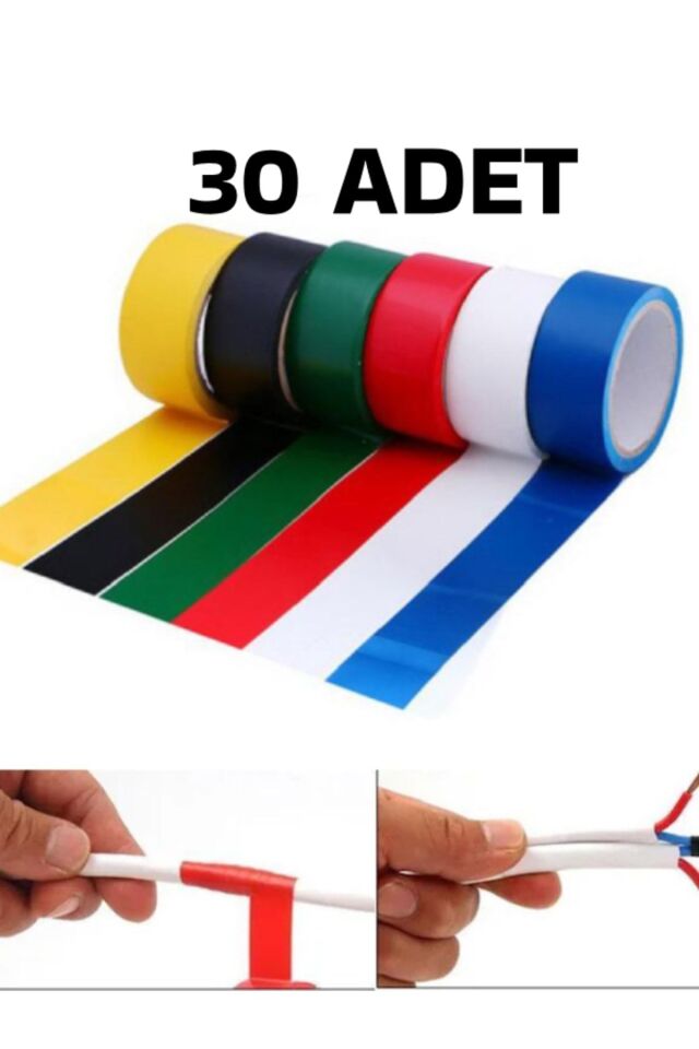 30 Adet Renkli Elektrik Bandı Izole Bant