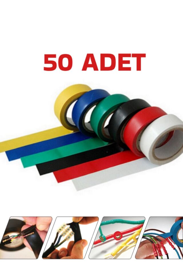 50 Adet Renkli Elektrik Bandı Izole Bant