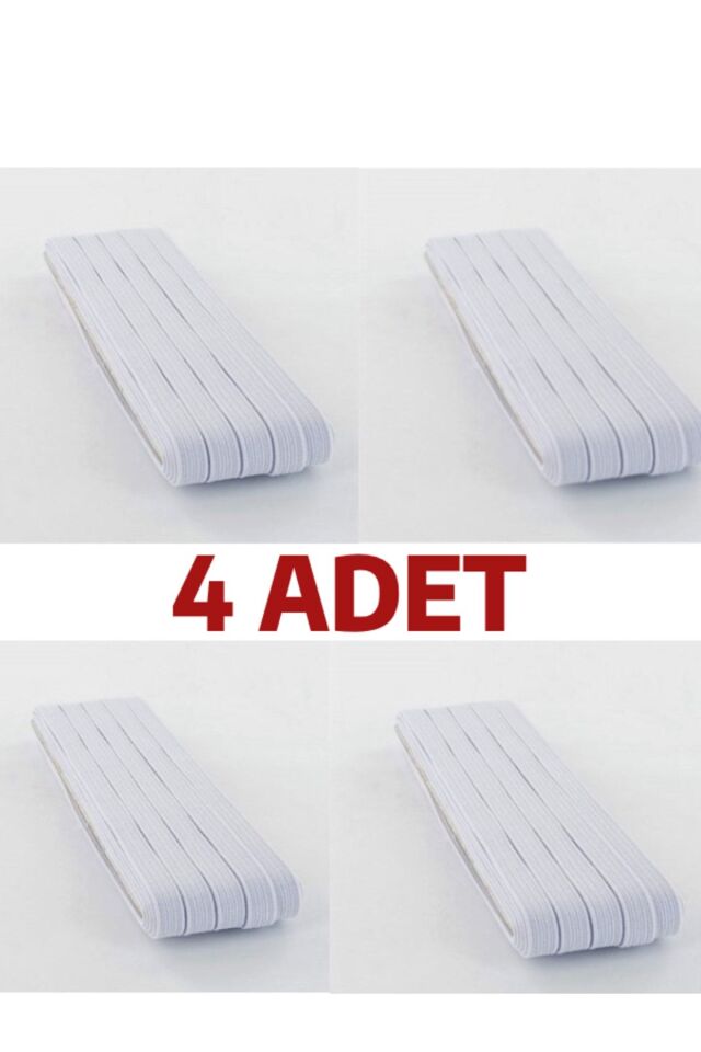 4 Adet 0.80 Cm Beyaz Bel Lastiği Yassı Lastik Paça Don Lastiği 40 Metre
