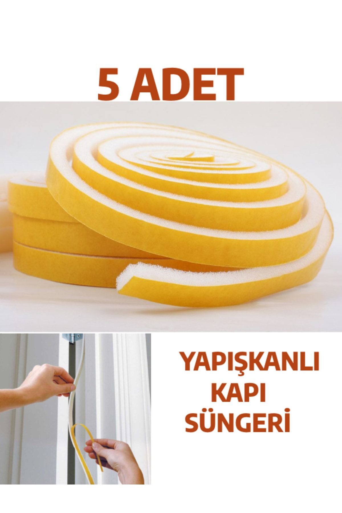 5 Adet Yapışkanlı Kapı Bandı Isı Yalıtım Süngeri