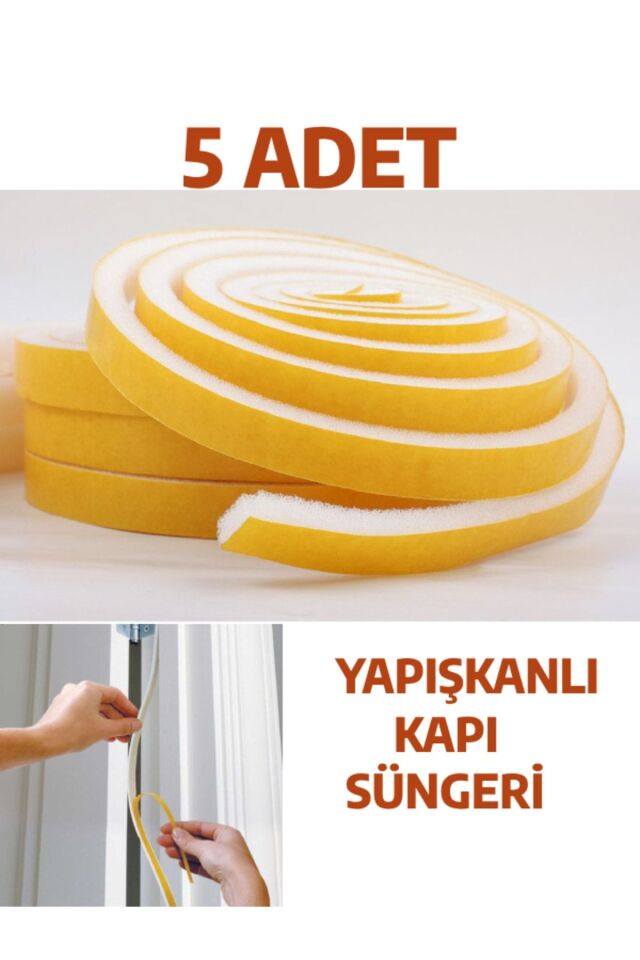 5 Adet Yapışkanlı Kapı Bandı Isı Yalıtım Süngeri
