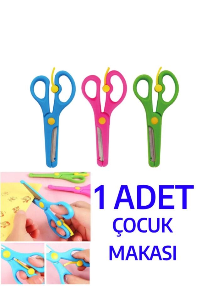 Çocuk Makası Küt Uçlu Yaylı Plastik Korumalı Okul Makası Öğrenci Makası