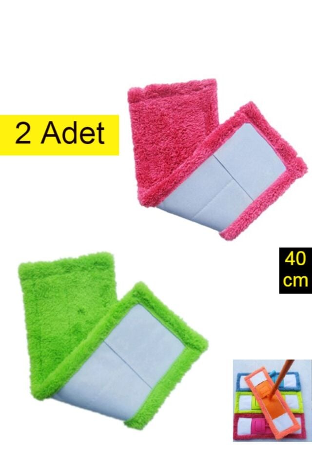 2 Adet 40 Cm Mop Yedek Bezi Mikrofiber Mop Bezi Mop Yedeği