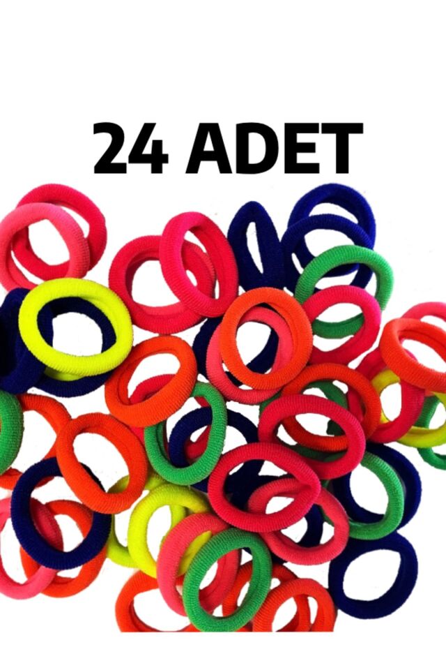Renkli Saç Tokası 24 Adet Orta Boy Esnek Havlu Lastik Toka