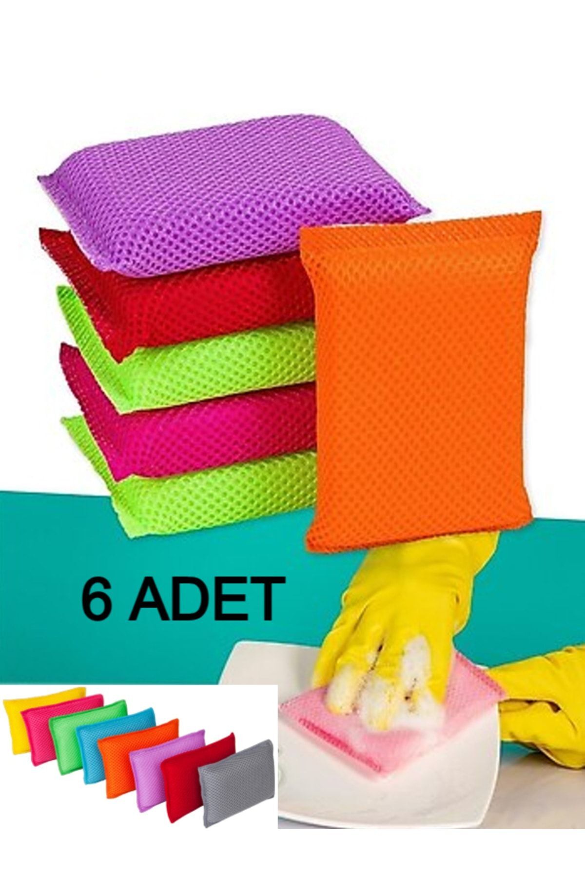 6 Adet Petek Dokulu Bulaşık Süngeri Sihirli Pratik Sünger