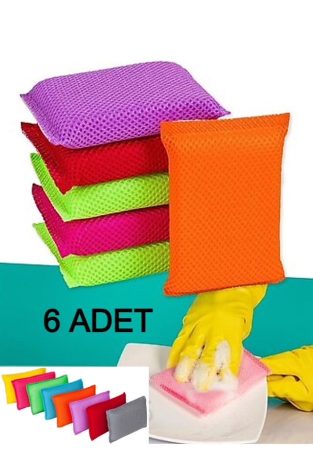6 Adet Petek Dokulu Bulaşık Süngeri Sihirli Pratik Sünger