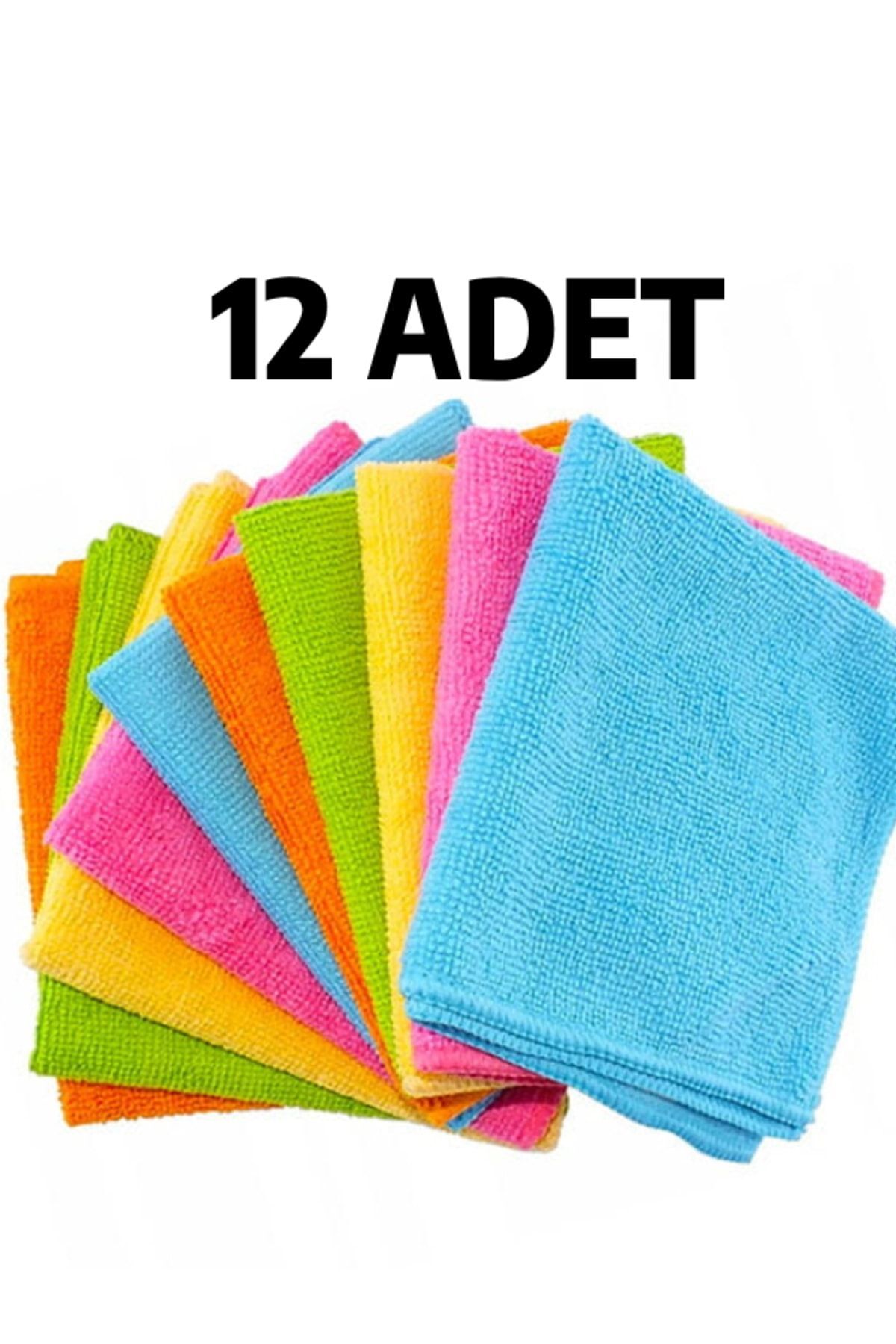 12 Adet Mikrofiber Bez Genel Temizlik Bezi Çok Amaçlı Toz Bezi