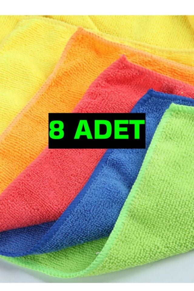 8 Adet Mikrofiber Bez Genel Temizlik Bezi Çok Amaçlı Toz Bezi
