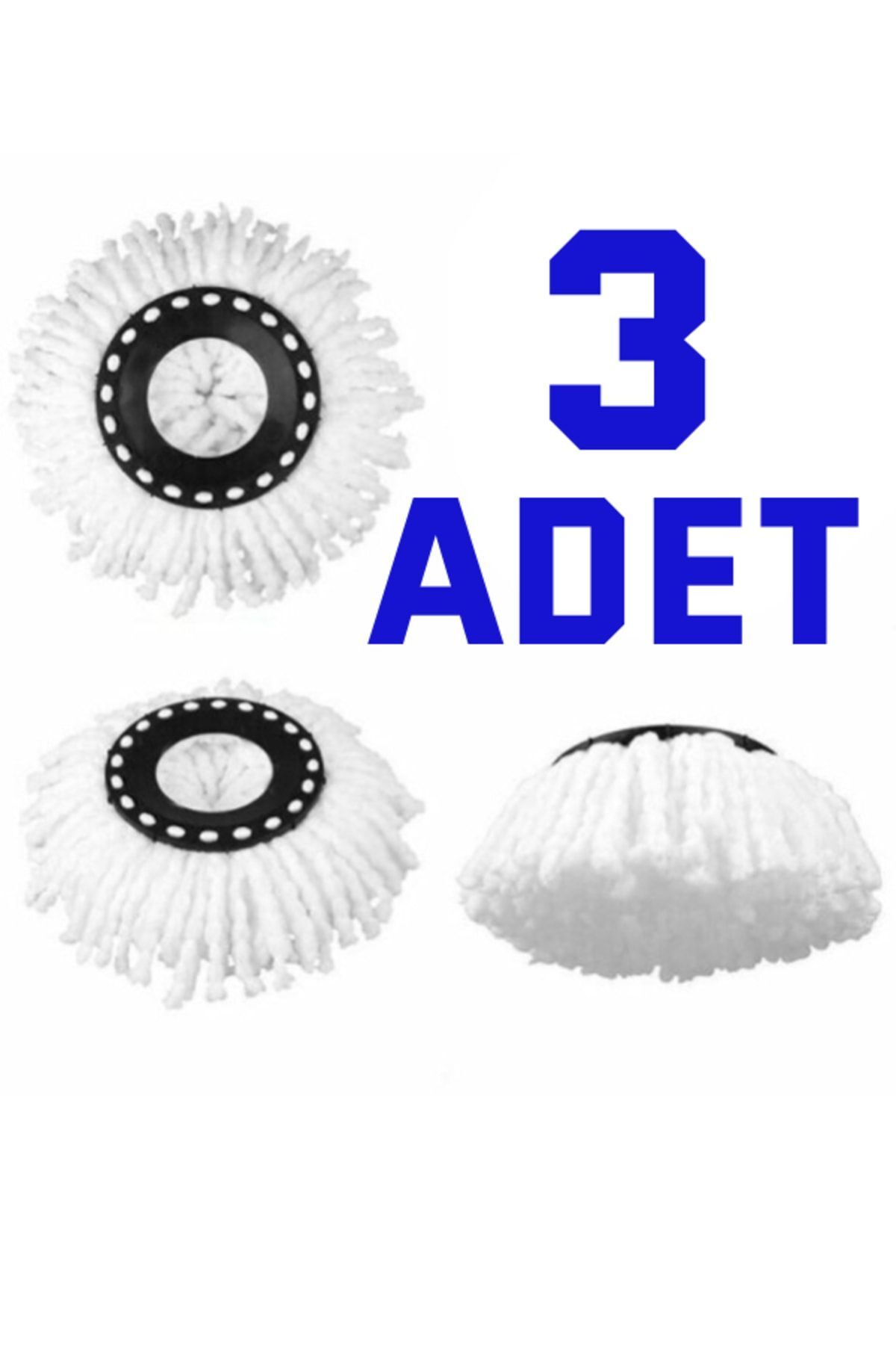 Döner Başlıklı Mop Yedeği 3 Lü Set Mikrofiber Döner Paspas Yedek