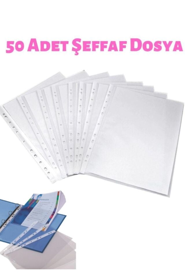 50 Adet A4 Şeffaf Dosya Föy Poşet Dosya