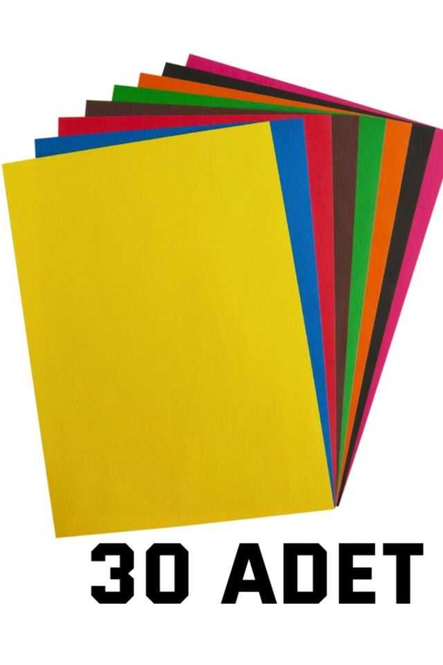 30 Adet Fon Kartonu A4 Boyutu 24x34 Karışık Renkli
