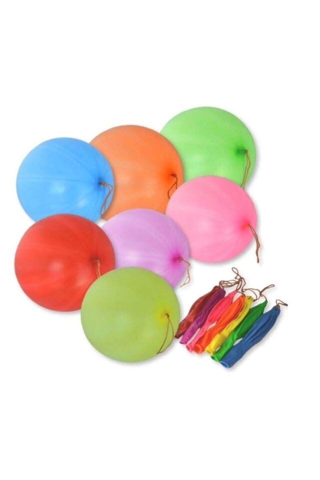 20 Adet Lastikli Zıpzıp Balon Ipli Punch Panç Büyük Balon